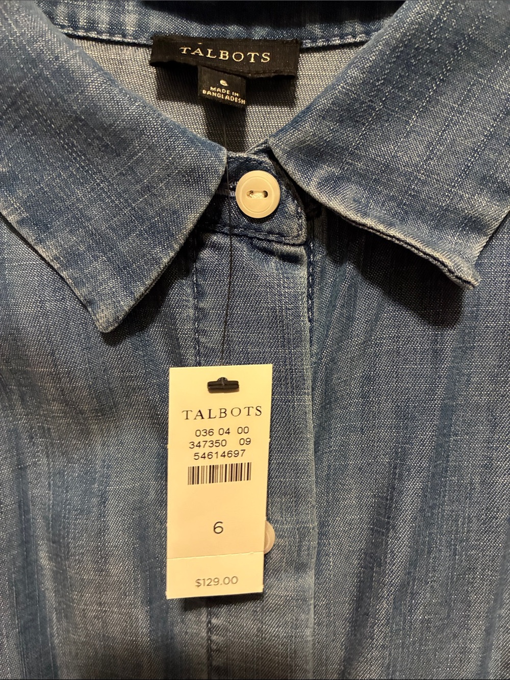 Talbots Light Blue Long-Sleeve Shirt Dress with Waist Tie - Picture 3 of 4